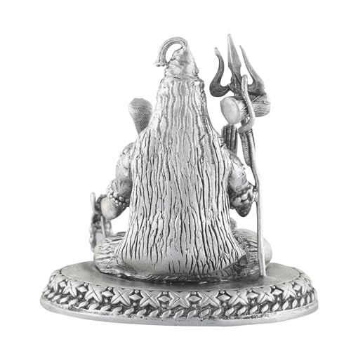 PRD CARATCAFE Lord Shiva God Idol Silver 925 Statue for Puja Temple Home Decor (Net Weight 35-40 GMS Silver) Shiv Shankar Chandi Murti - Image 4