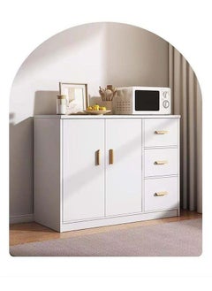 LEDIN Wooden Side Cabinet, Modern Storage Cabinet, Floor Document Cabinet with Wheels, Filing Cabinets, Office Cabinet (White)  - Image 3