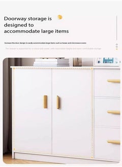 LEDIN Wooden Side Cabinet, Modern Storage Cabinet, Floor Document Cabinet with Wheels, Filing Cabinets, Office Cabinet (White)  - Image 5
