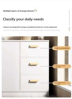 LEDIN Wooden Side Cabinet, Modern Storage Cabinet, Floor Document Cabinet with Wheels, Filing Cabinets, Office Cabinet (White)  - Image 4