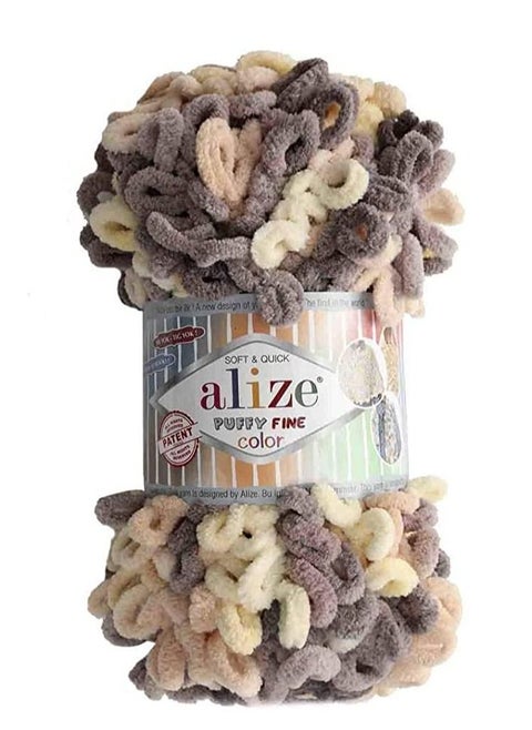 ALIZE PUFFY FINE HAND KNITTING YARN COLOR NO.6034 (PACK OF 3PCS)