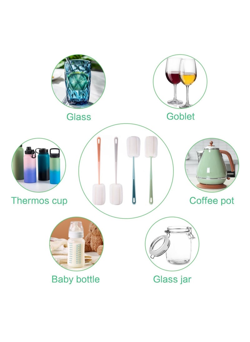 SYOSI 4 PCS Sponge Bottle Brushes, Handle Bottle Scrubber Cleaning Brush for Thermos, Mug, Cup, Teapot, and Baby Bottles, Soft Sponge Head, Durable Water Bottle Cleaner for Kitchen, Home, and Travel Use - Image 2