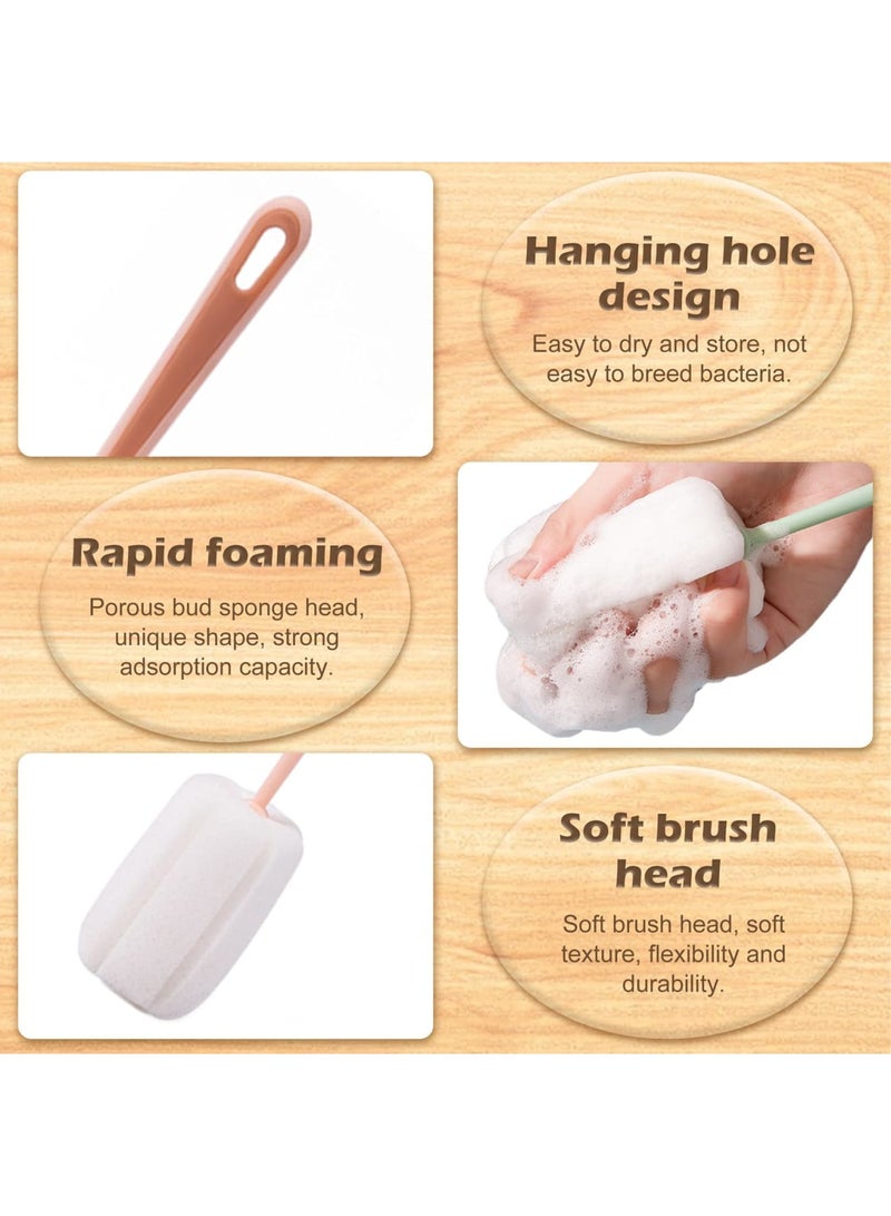 SYOSI 4 PCS Sponge Bottle Brushes, Handle Bottle Scrubber Cleaning Brush for Thermos, Mug, Cup, Teapot, and Baby Bottles, Soft Sponge Head, Durable Water Bottle Cleaner for Kitchen, Home, and Travel Use - Image 3
