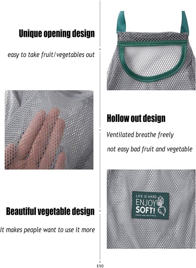 LAGET® Storage Net Bag Bag for 2 PC Reusable Mesh Bag for Fruits & Vegetables Storage Bags for Fridge Hanging Bag (Pack of 2) - Image 3