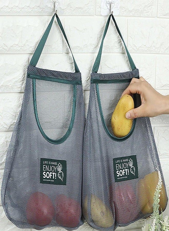 LAGET® Storage Net Bag Bag for 2 PC Reusable Mesh Bag for Fruits & Vegetables Storage Bags for Fridge Hanging Bag (Pack of 2) - Image 2