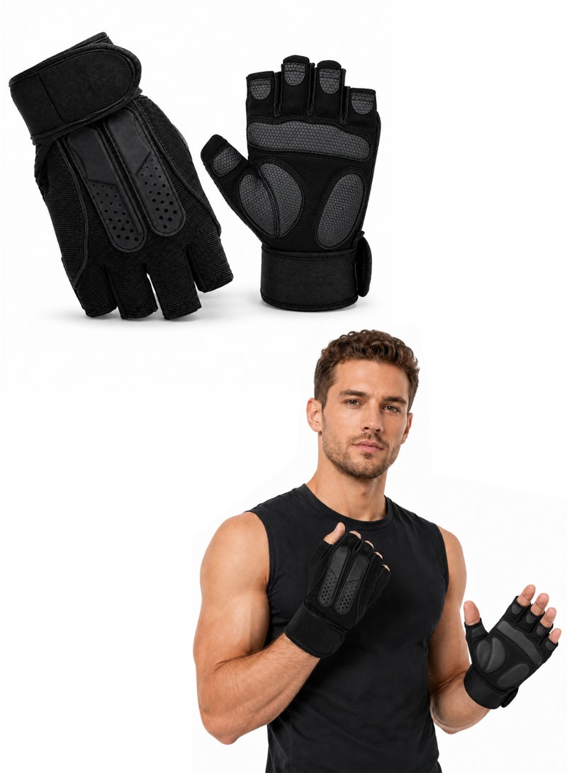 DBLEW Gym Workout Gloves for Men and Women, Weight Lifting Gloves, Non-Slip Silicone and Wrist Support Protection Gloves with Adjustable Velco Straps, Suitable for Gym Fitness, Cycling,  Sports, Pull-up and Weight Training and Home Workouts - Image 1