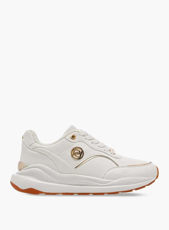 Paprika Women Panelled Sneakers with Metal Accent and Lace-Up Closure