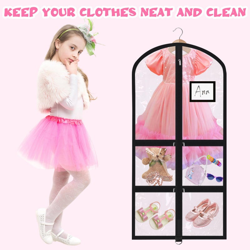 Woanger 6 Pcs Garment Bags for Dance Costumes Clear PVC with Zippers Garment Bag with Pockets Dance Costume Organizer Carrier for Storage Cover for Adult(Transparent,20'' X 40'') - Image 5