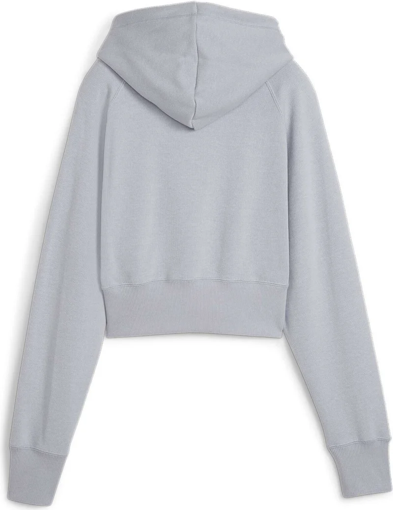 بوما Women's Gray Fog Classics+ Relaxed Cropped Hoodie Gray Women's Sweatshirt