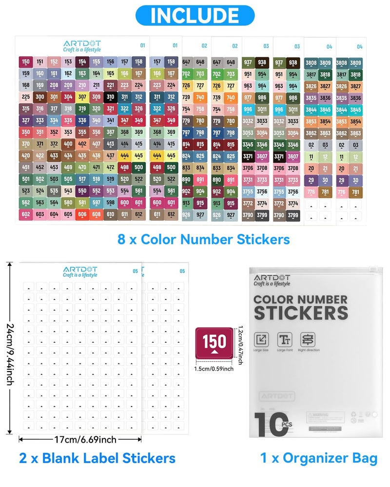 ARTDOT 2 Set Label Stickers for Diamond Art Storage Kits for Adults, 489 Colors Stickers Matched with Actual Embroidery Floss as Diamond Painting Accessories and Cross Stitch Supplies - Image 5