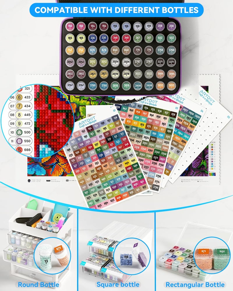 ARTDOT 2 Set Label Stickers for Diamond Art Storage Kits for Adults, 489 Colors Stickers Matched with Actual Embroidery Floss as Diamond Painting Accessories and Cross Stitch Supplies - Image 4