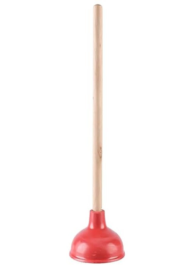 CINGHI LUSSO Toilet Plunger Red Heavy Duty Force Cup Rubber with A Long Wooden Handle to Fix Clogged Toilets and Drains, Perfect for Kitchens and Bathrooms (1 pcs) - Image 1
