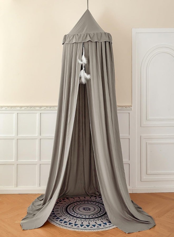 dix-rainbow Princess Decor Canopy for Kids Bed, Soft and Durable Bed Canopy for Girls Room Tent Canopy Dreamy Mosquito Net Bedding, Children Reading Nook Canopies Indoor (Grey) - Image 3