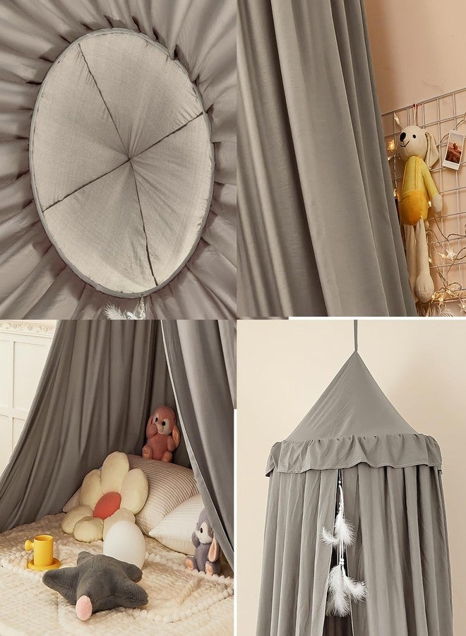 dix-rainbow Princess Decor Canopy for Kids Bed, Soft and Durable Bed Canopy for Girls Room Tent Canopy Dreamy Mosquito Net Bedding, Children Reading Nook Canopies Indoor (Grey) - Image 2