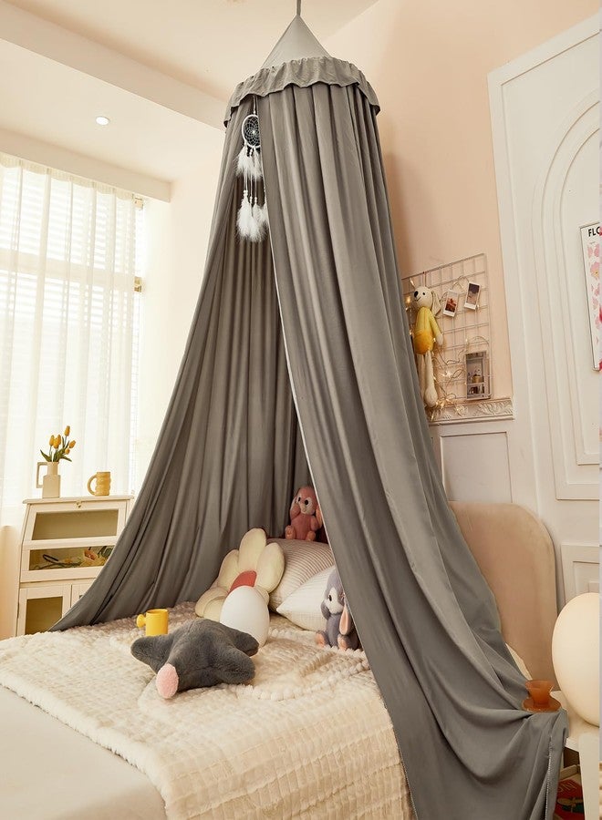 dix-rainbow Princess Decor Canopy for Kids Bed, Soft and Durable Bed Canopy for Girls Room Tent Canopy Dreamy Mosquito Net Bedding, Children Reading Nook Canopies Indoor (Grey) - Image 4