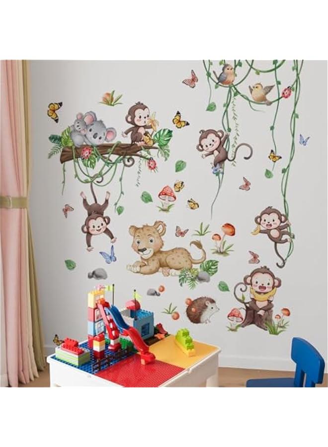 HOOKOR Funny Cartoon Animals Wall Sticker Kids Room Living Room Nursery Wall Art Decor Lovely and Vivid Jungle Animals Wall Art (MS2445-KL) - Image 3