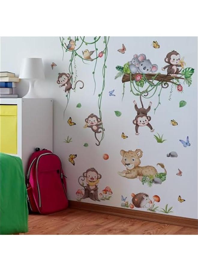 HOOKOR Funny Cartoon Animals Wall Sticker Kids Room Living Room Nursery Wall Art Decor Lovely and Vivid Jungle Animals Wall Art (MS2445-KL) - Image 5