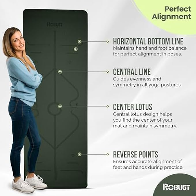 ROBUST Tpe Yoga Mat Double Layer Anti-Slip Eco Friendly Texture Surface (Size 183Cmx 61Cm) Sgs Certified Position Liens & Hanging Band, Home/Gym Workout Sports Exercise Sports Mattress - Image 5