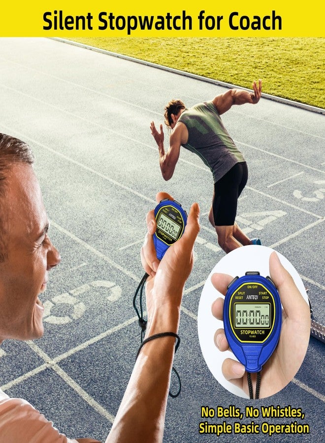 ANTEQI Waterproof Stopwatch Timer, Large Display Simple Silent Stop Watch with ON/Off Function No Clock No Calendar No Alarm Basic Operation for Sports Coaches Swimming Running Training, Blue - Image 5
