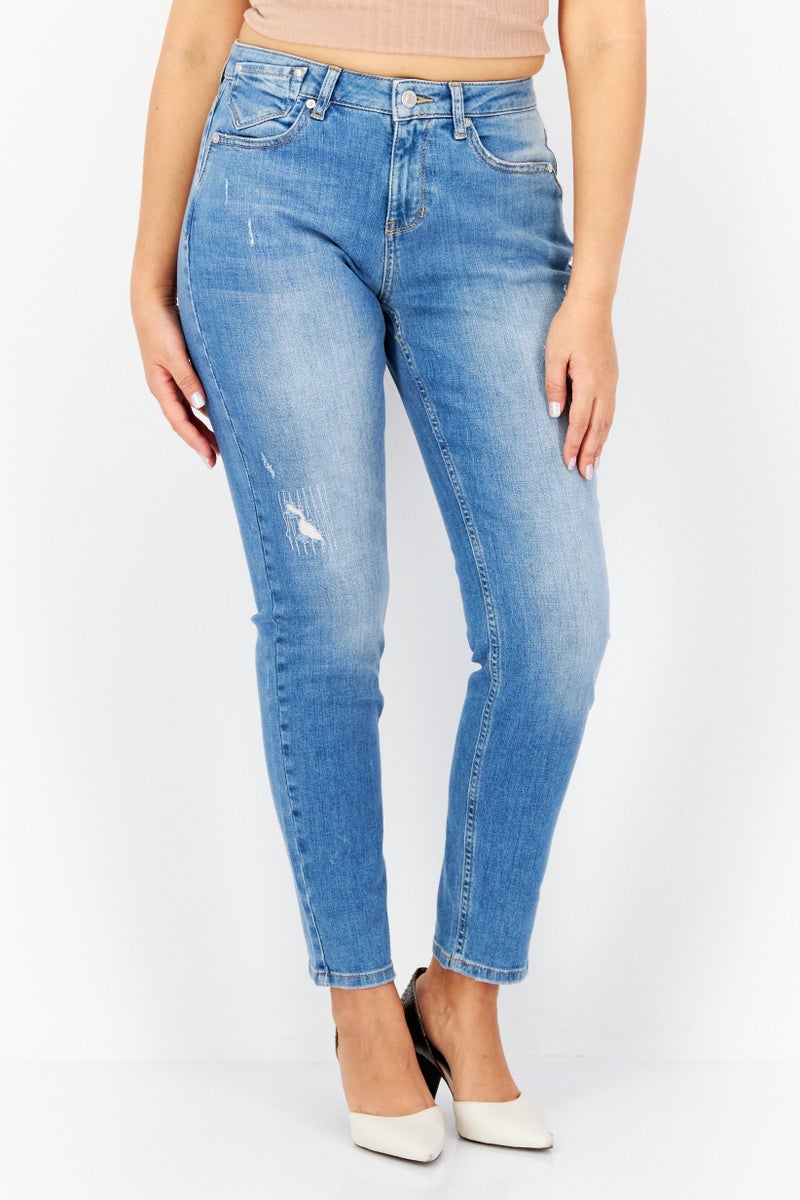 Zero Women Relaxed Fit Washed Stretchable Denim Jeans, Blue - Image 1