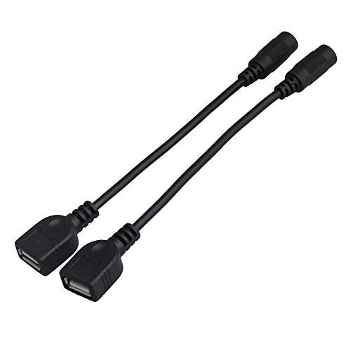 BQLZR USB Female to DC 5.5x2.1mm Female DC Power Supply Extension Adapter Cable Pack of 2 - Image 1