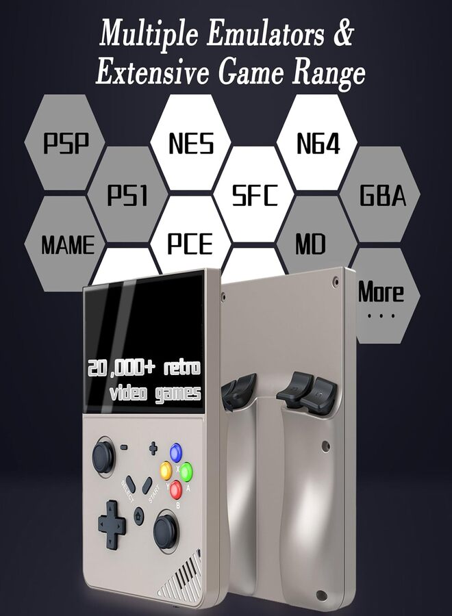 JAJEEK M18 Retro Handheld Game Console with 4.3" IPS Display, 64G/128G, 20,000+ Preloaded Games, RK3566 Quad-Core, Multi Emulator, USB-C, 4000mAh Battery, Portable for Kids & Adults – Black Transparent - Image 5