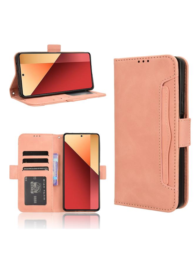 Green Tiger For Xiaomi Redmi Note 13 Pro 4G Global Skin Feel Calf Texture Card Slots Leather Phone Case(Pink)