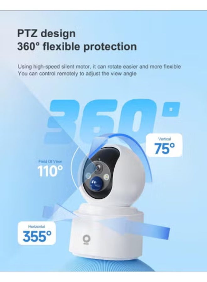 GEEK SPACE V380 Smart WiFi Camera 360° PTZ Indoor Security Camera Full HD 1080P Wireless IP Camera with AI Motion Detection, Auto Motion Tracking, Infrared Night Vision, Two-Way Audio, Built-in Microphone & Speaker, Mobile App Remote Control, Live Video Monitoring, Pan Tilt Rotation, Real-Time Motion Alerts, SD Card & Cloud Storage Support, Wide Angle Indoor Surveillance Camera for Home, Office, Baby Monitoring, Pet Camera, Elderly Care, Apartment, Shop, Classroom, Hotel Room, Garage, Smart Home Security System, Easy WiFi Setup, Continuous Recording, Remote Playback, Crystal Clear Video, Reliable Indoor CCTV Monitoring Solution - Image 5