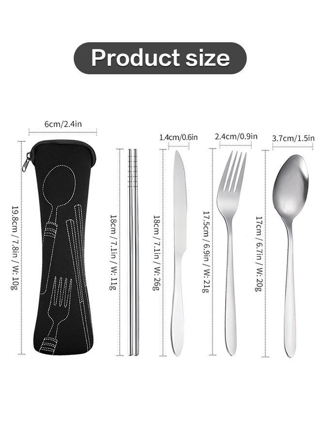 Sweet Life Portable Silverware Set with Case, Travel Camping Utensils Set, Premium Stainless Steel Travel Cutlery Set - Image 2