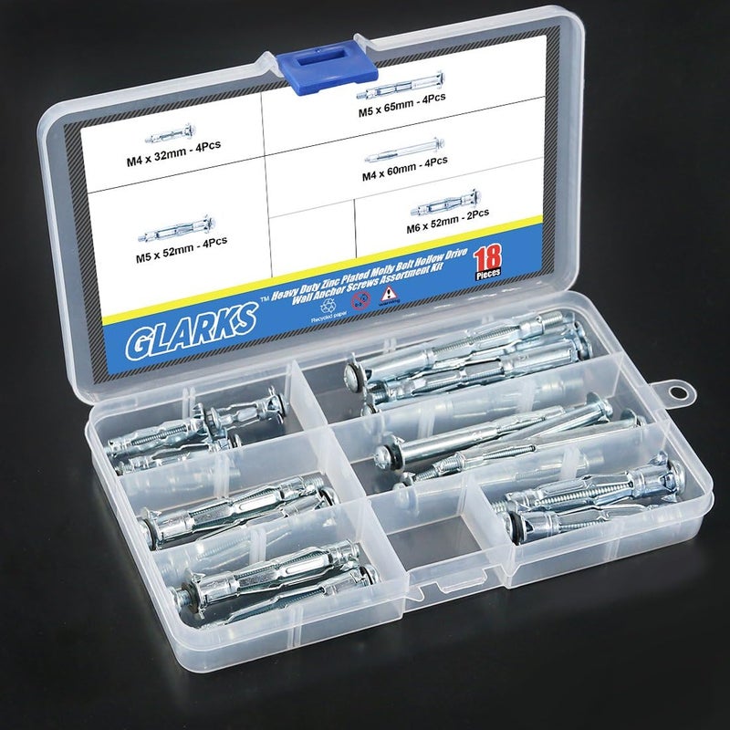 Glarks Heavy Duty Gun Wall Anchor Metal Setting Tool with Molly Bolt Hollow Drive Wall Anchor Screws Assortment Kit for Cavity Anchor Plasterboard Fixing - Image 4