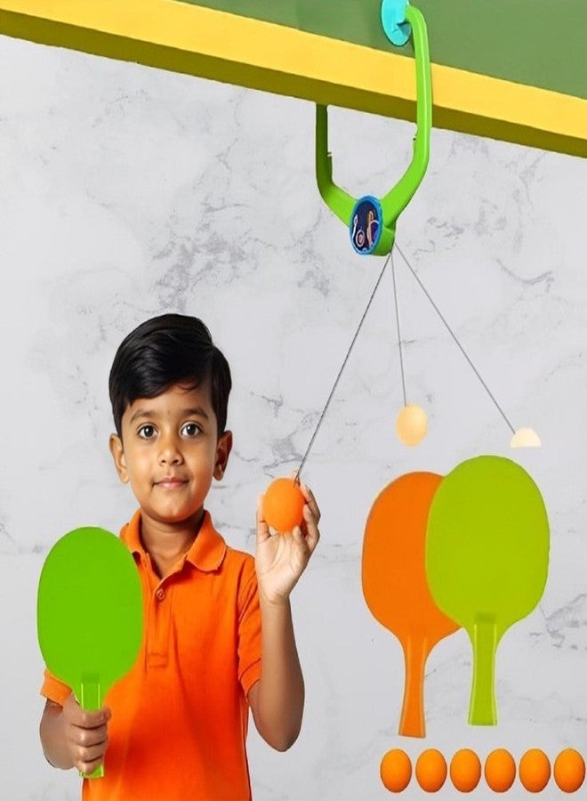 Btop Kids Hanging Table Tennis Trainer Set with Ball, 2 Paddles and 3 Balls, Indoor Self-Practice Game Toy - Image 2
