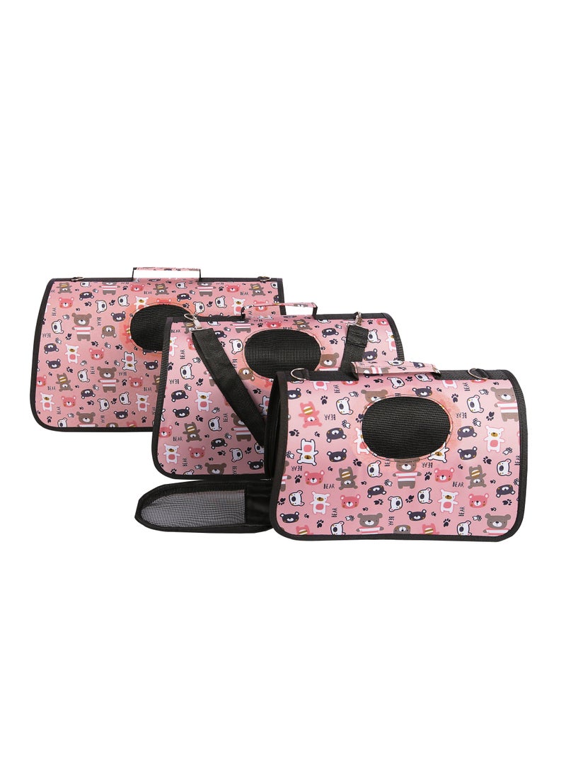 HAPPY PUSS Outdoor Pet Bag: pet handbag, pet shoulder bag, Travel Carrier for cats and dogs. Pink bear design-small size  - Image 2