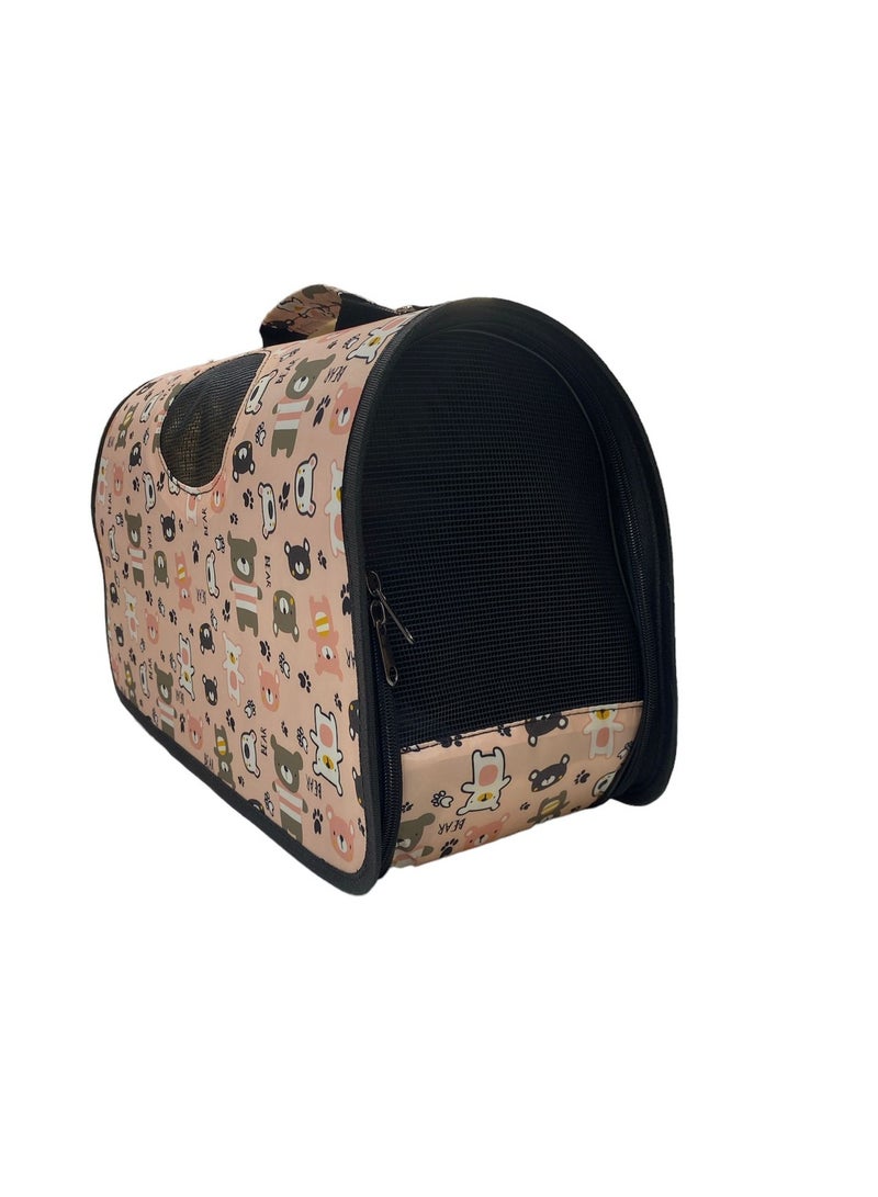 HAPPY PUSS Outdoor Pet Bag: pet handbag, pet shoulder bag, Travel Carrier for cats and dogs. Pink bear design-small size  - Image 5