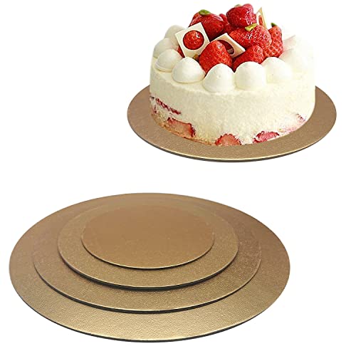Goiio 4 Pack Cake Boards Golden Round Cake Circles 6, 8, 10, 12 Inch Cake Base Cardboard, 1 of Each Size Set for Baking Cake, Gold - Image 3