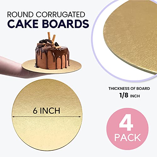 Goiio 4 Pack Cake Boards Golden Round Cake Circles 6, 8, 10, 12 Inch Cake Base Cardboard, 1 of Each Size Set for Baking Cake, Gold - Image 4