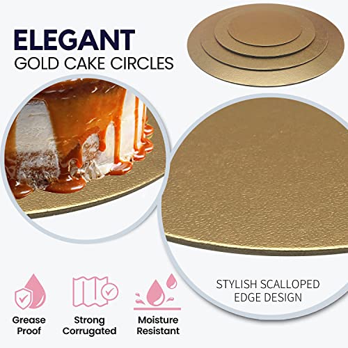 Goiio 4 Pack Cake Boards Golden Round Cake Circles 6, 8, 10, 12 Inch Cake Base Cardboard, 1 of Each Size Set for Baking Cake, Gold - Image 5