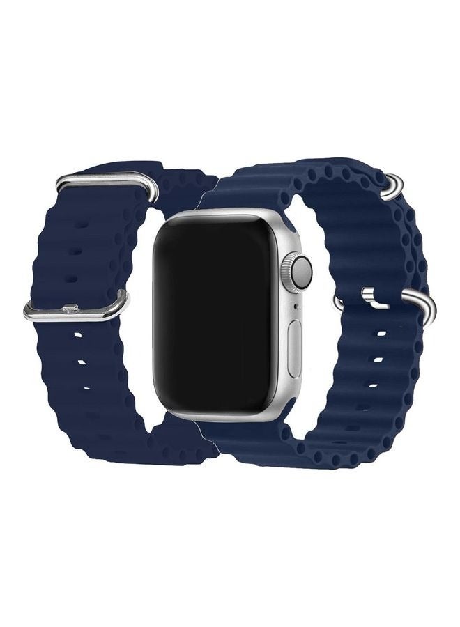 حزام لساعة Apple Ocean Band 49mm 45mm 44mm 42mm حزام حلقة من السيليكون الناعم لسلسلة iWatch Series Ultra/8/7/SE/6/5/4/3/2/1 أزرق داكن - Image 1