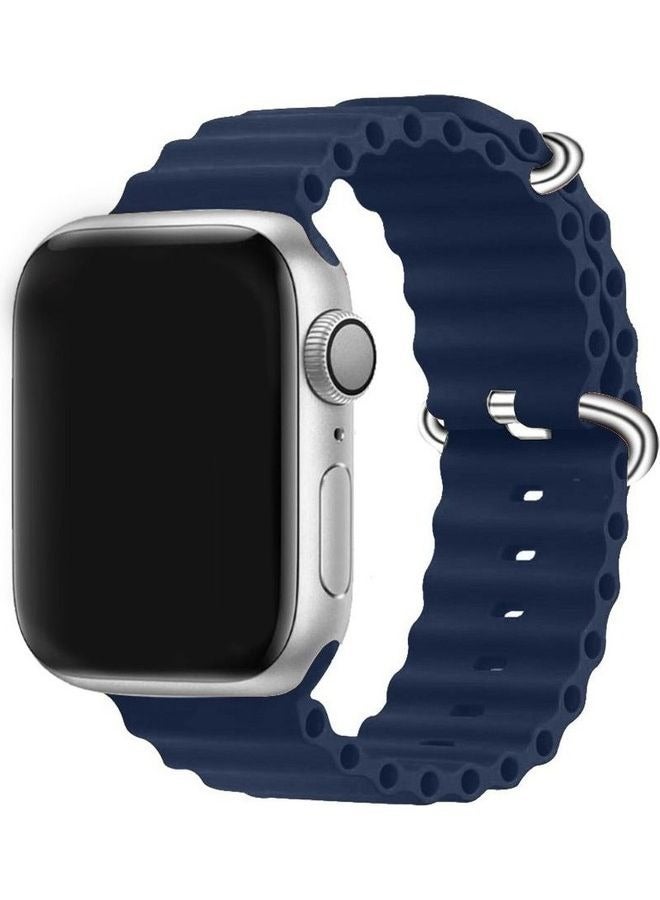 حزام لساعة Apple Ocean Band 49mm 45mm 44mm 42mm حزام حلقة من السيليكون الناعم لسلسلة iWatch Series Ultra/8/7/SE/6/5/4/3/2/1 أزرق داكن - Image 2