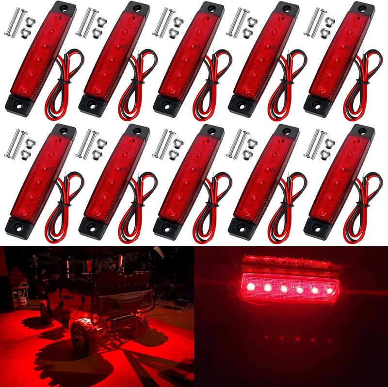 KEING 10 Pack LED Rock Strip Lights Waterproof Exterior Interior Lights Car Underglow Wheel Fender Well Lighting Kits for Golf Cart Jeep Wangler Offroad Truck Ford RV UTV ATV RZR Snowmobile (Red) - Image 1