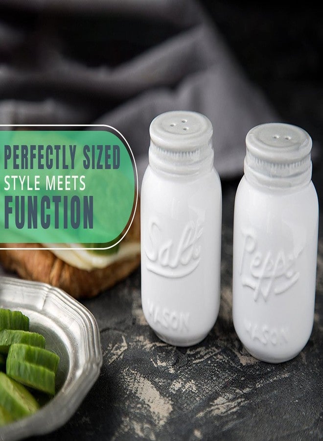 كومفيفي طقم هزازات ملح وفلفل من كومفيفي، مصنوع من السيراميك الأبيض والأزرق الفاتح، بتصميم ريفي أنيق. - Image 5