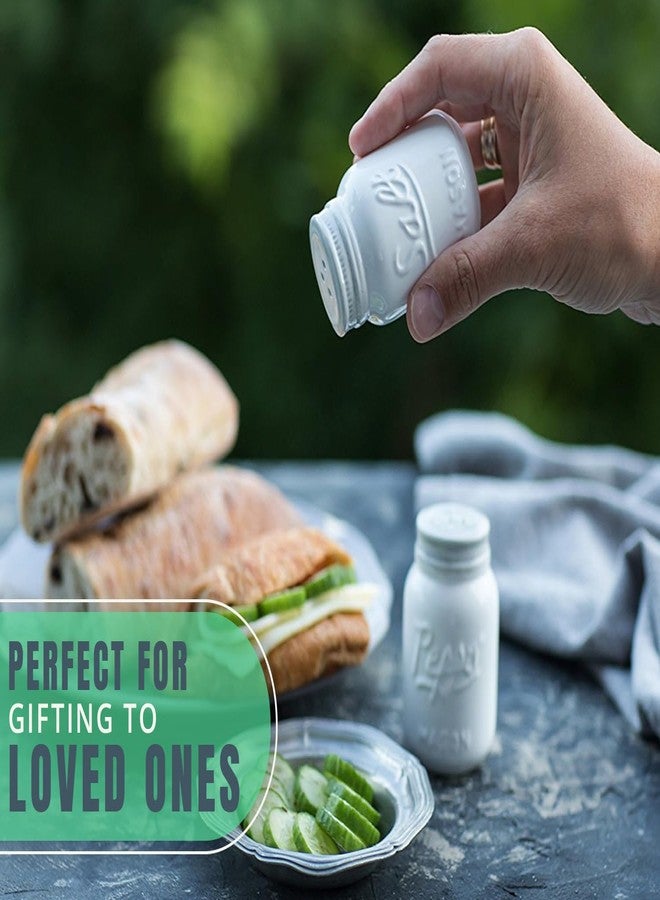 كومفيفي طقم هزازات ملح وفلفل من كومفيفي، مصنوع من السيراميك الأبيض والأزرق الفاتح، بتصميم ريفي أنيق. - Image 4