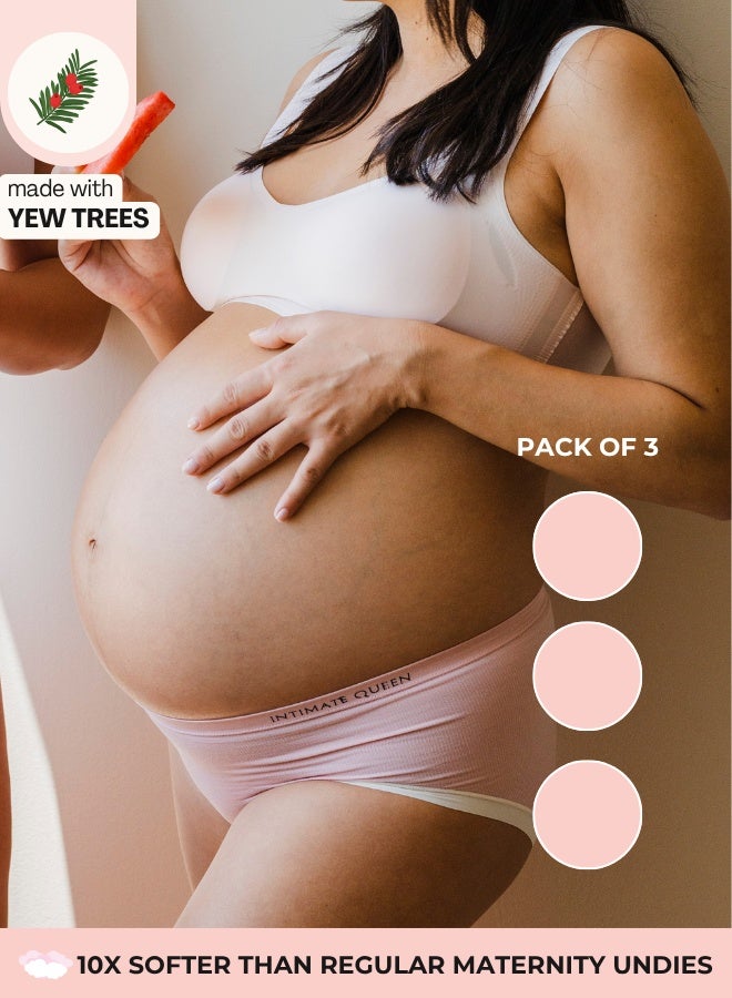 Intimate Queen Yew Tree Bae Maternity Briefs – Silky Soft, Antibacterial Calm, Full-Coverage Comfort for Bump & Skin (Pack of 3) - Image 3