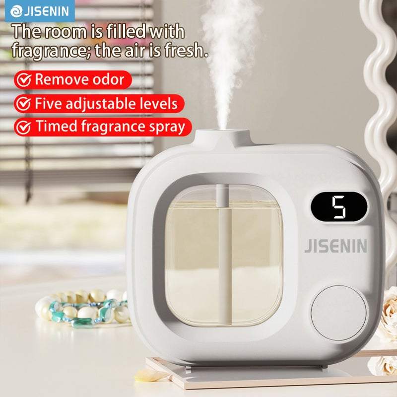 JISENIN Smart Aroma Diffuser 500mAh USB Rechargeable Battery 5 Level Adjustable Timer One Touch Operation Long Lasting Home Fragrance Suitable for Essential Oils Perfume Includes Empty Bottle - Image 5