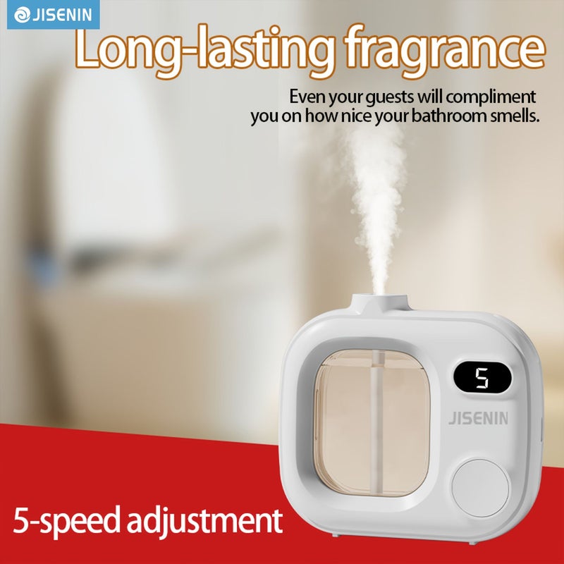 JISENIN Smart Aroma Diffuser 500mAh USB Rechargeable Battery 5 Level Adjustable Timer One Touch Operation Long Lasting Home Fragrance Suitable for Essential Oils Perfume Includes Empty Bottle - Image 4