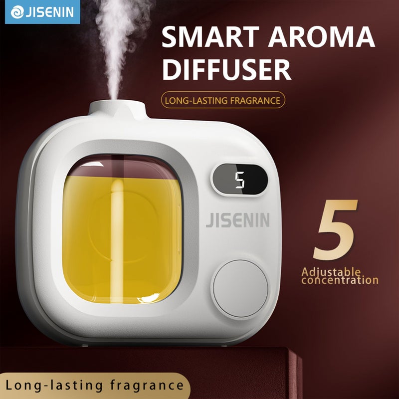 JISENIN Smart Aroma Diffuser 500mAh USB Rechargeable Battery 5 Level Adjustable Timer One Touch Operation Long Lasting Home Fragrance Suitable for Essential Oils Perfume Includes Empty Bottle - Image 3