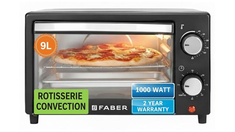 Faber 9L OTG | FOTG 9.0L Neo BK | Bake Tray, Crumb Tray, SS Wire Tray | Timer | Knob Control | Grill, Bake, Toast, Roast | 1000W | Operation Indicator | 2 Year Warranty by - Image 1