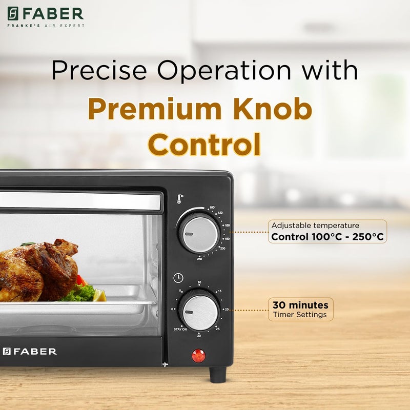 Faber 9L OTG | FOTG 9.0L Neo BK | Bake Tray, Crumb Tray, SS Wire Tray | Timer | Knob Control | Grill, Bake, Toast, Roast | 1000W | Operation Indicator | 2 Year Warranty by - Image 3