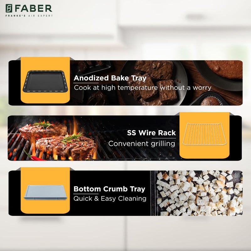 Faber 9L OTG | FOTG 9.0L Neo BK | Bake Tray, Crumb Tray, SS Wire Tray | Timer | Knob Control | Grill, Bake, Toast, Roast | 1000W | Operation Indicator | 2 Year Warranty by - Image 4