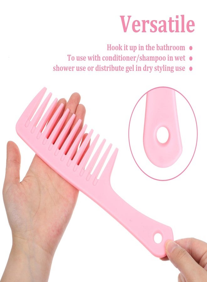 Psiriol 2 Pcs Hair Comb Set for Women Curls Styling, Fine Tooth Rat Tail Combs for Detangling, Wide Tooth Comb for Curls Styling, Pink Large Hair Comb for All Hair Types, Wet or Dry Use Hurt-Free Brushing - Image 2