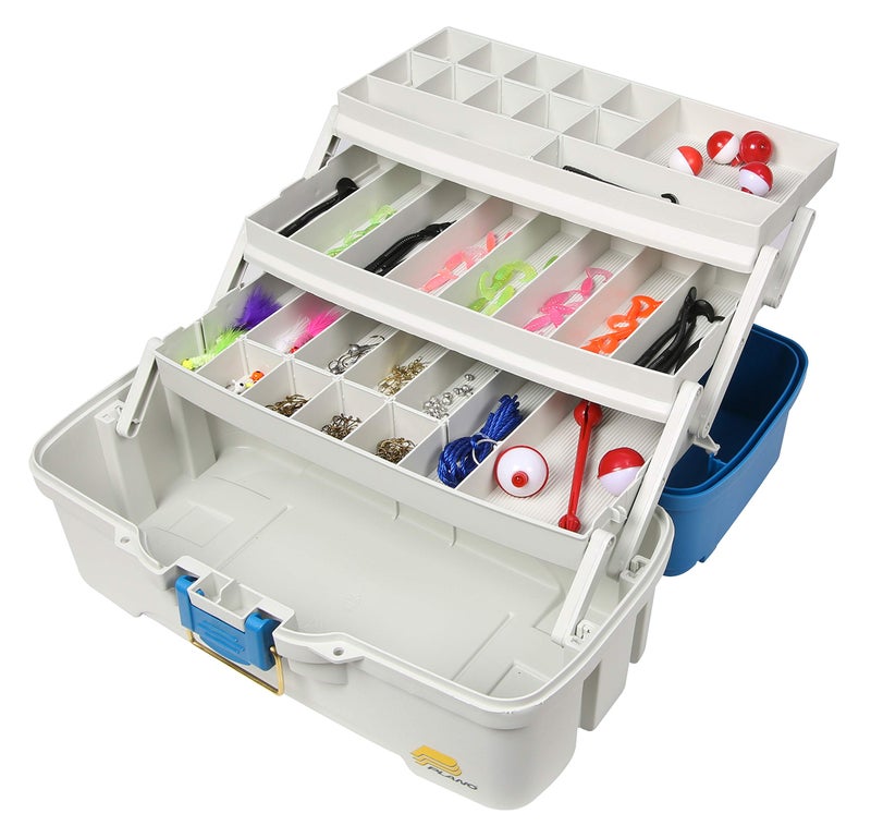 Plano Ready-Set-Fish 3-Tray Tackle Box with Tackle, Aqua Blue/Tan, One Size - Image 1